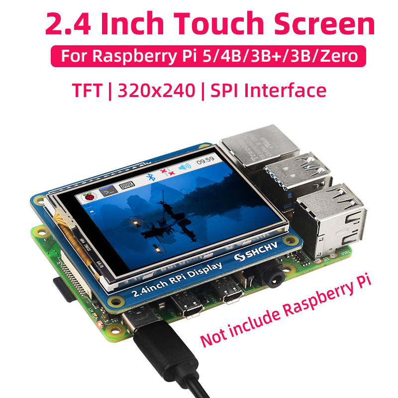 Pi 5 Case - SHCHV 2.4 بوصة تعمل باللمس لراسبيري