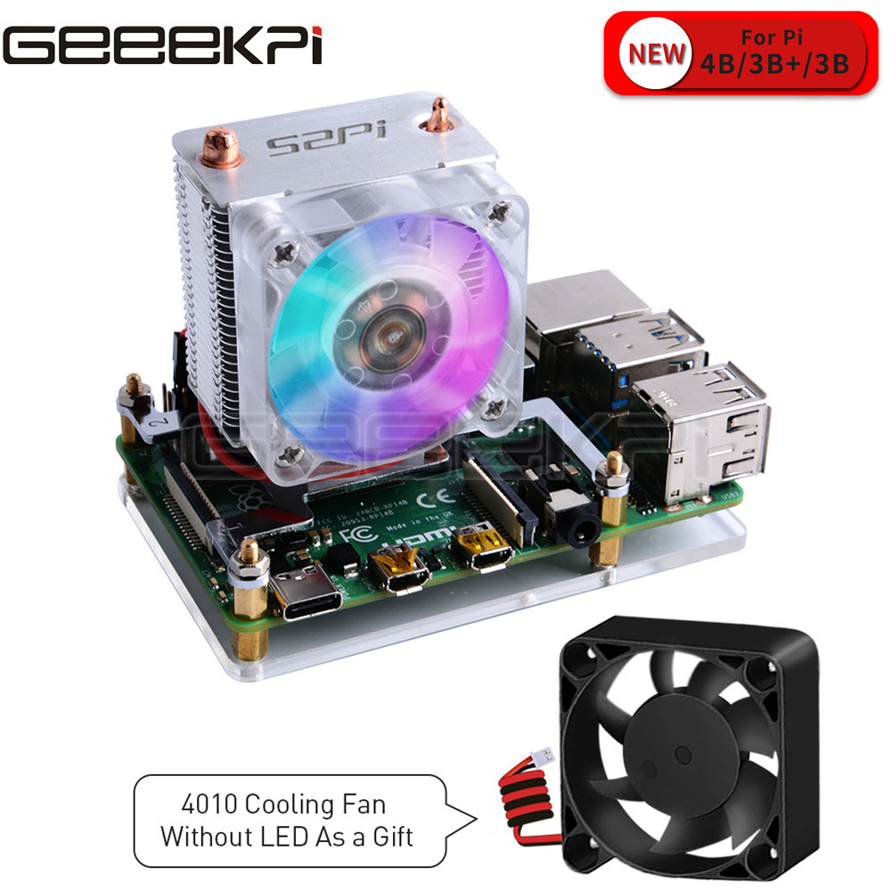 Pi 5 Case - GeeekPi واضح أسود برج الجليد مروحة