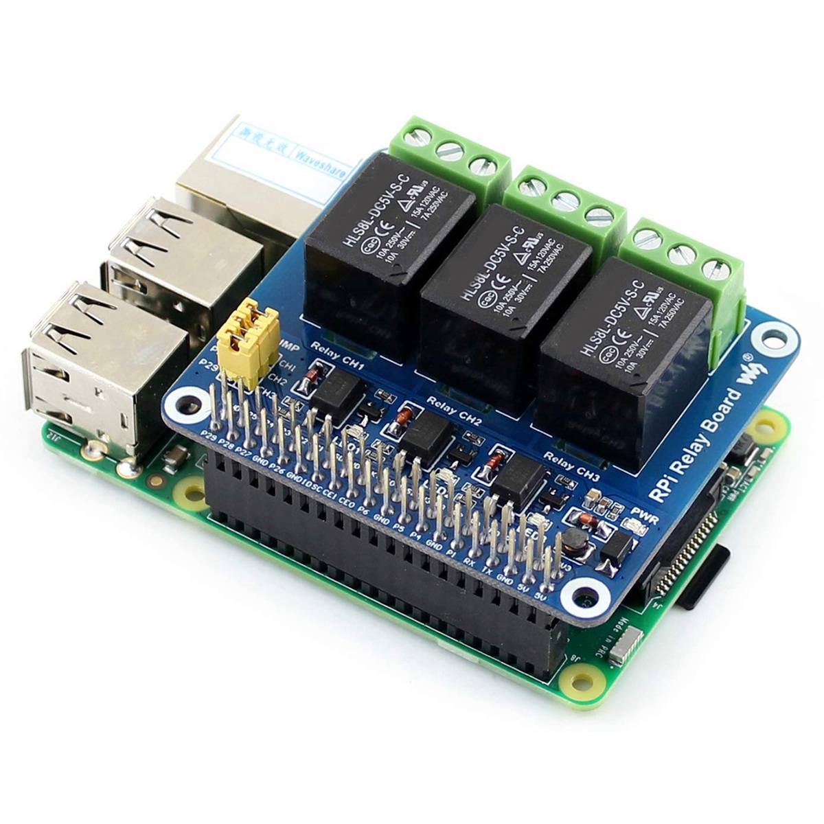 Raspberry Pi Kit - لوحة توسعة وحدة الترحيل ثلاثية القنوات