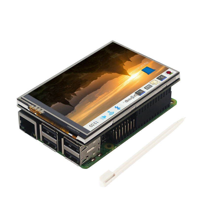 Pi 4 Case - شاشة راسبيري Pi 3.5 بوصة تعمل