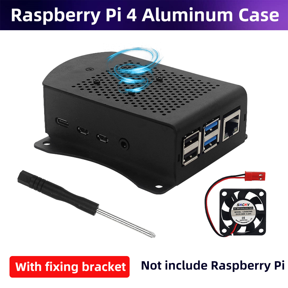 Pi 4 Case - التوت بي 4 سبائك الألومنيوم صندوق