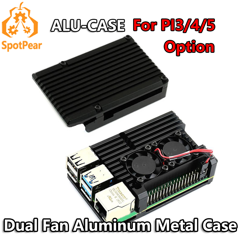Pi 4 Case - حافظة معدنية من الألومنيوم مع مروحة